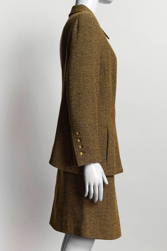 Chanel Earthy Tones Tweed Suit Blazer/Skirt