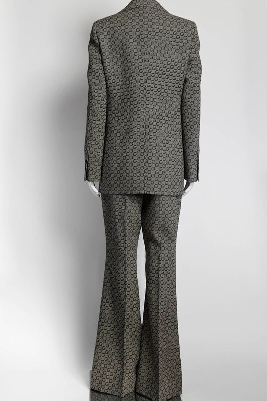 Gucci Brown Jacquard Single-Breasted Wool Suit Blazer/Pant 42