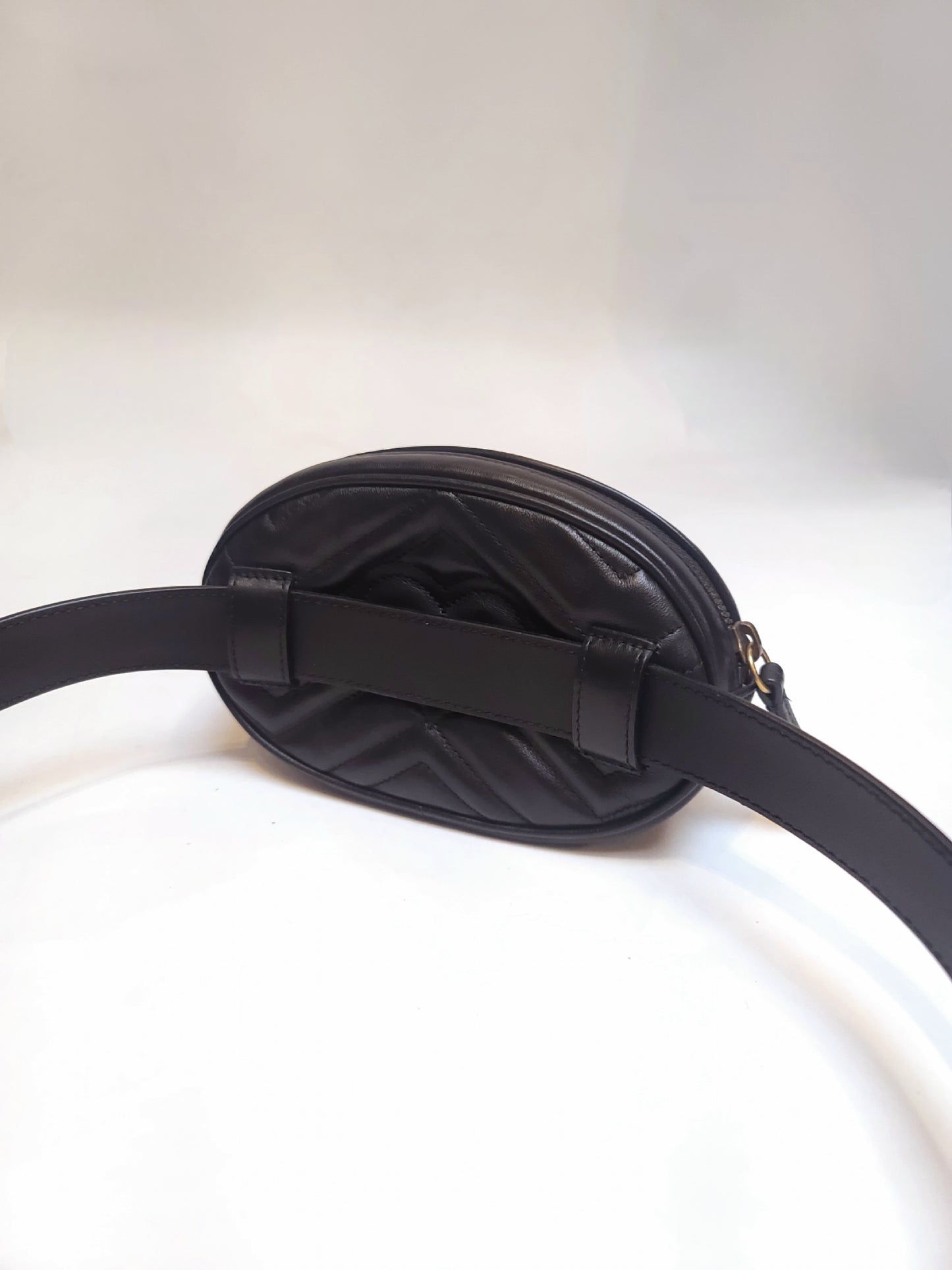 Gucci Black Matelasse Leather GG Marmont Belt Bag 75
