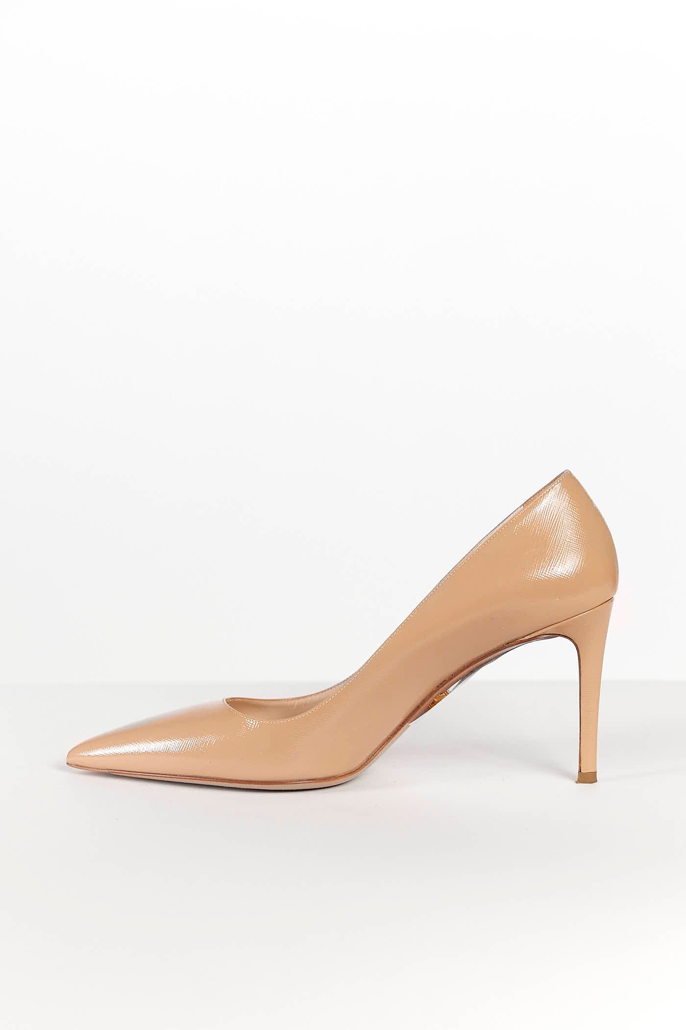 Prada Beige Textured Leather Pumps 41