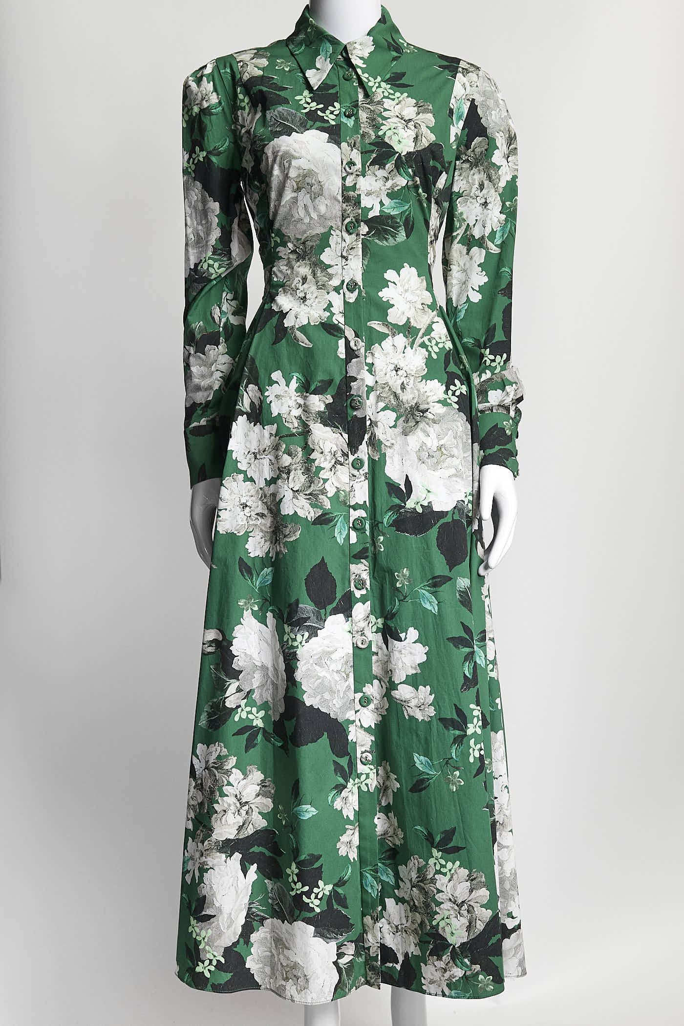 Erdem Green/White Floral Printed Dress 6