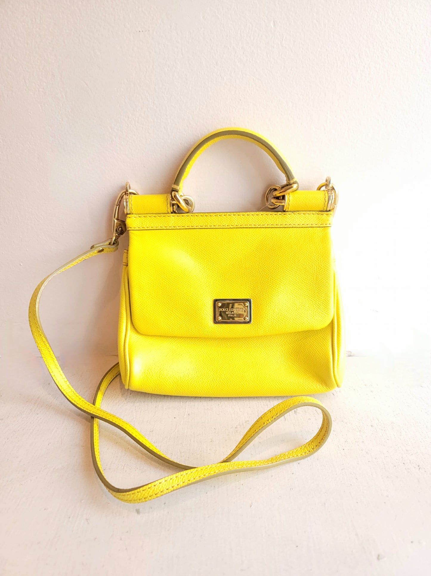 Dolce & Gabbana Yellow Small Sicily Top-Handle Bag