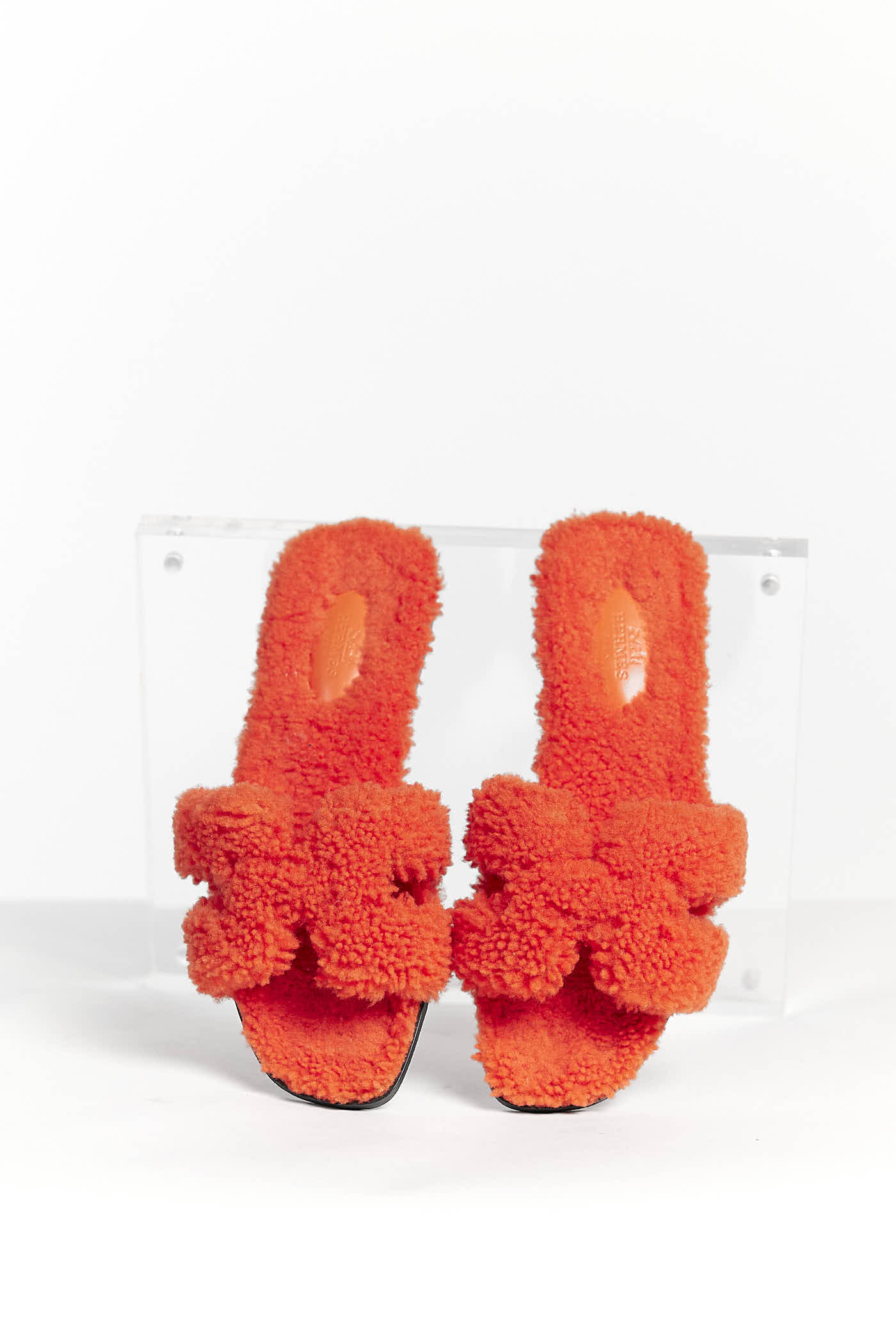 Hermès Orange Shearing Slides 38