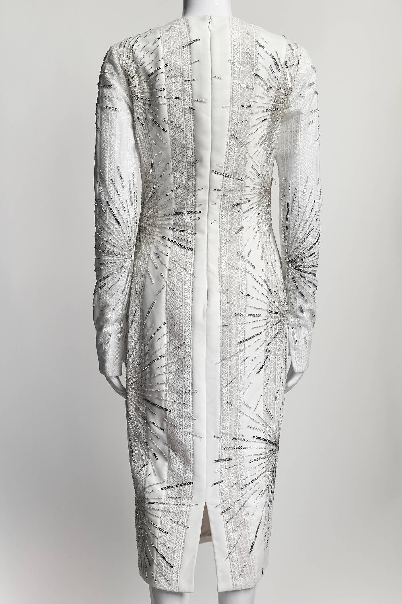 Georges Hobeika White Lace with Sequin Dress 38