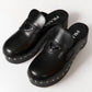 Prada Black Leather Studded Logo Platform Clog Mules 38