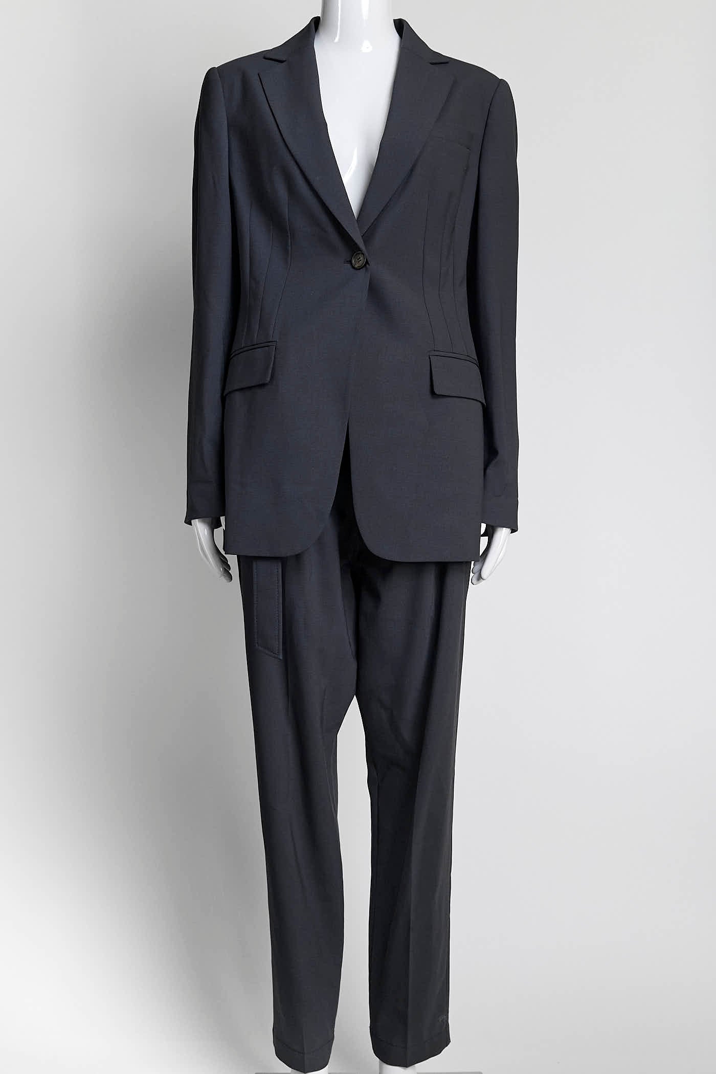 Brunello Cucinelli Dark Gray Single-Button Blazer Pantsuit 42