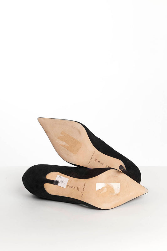 Manolo Blahnik Black Suede Heels 37