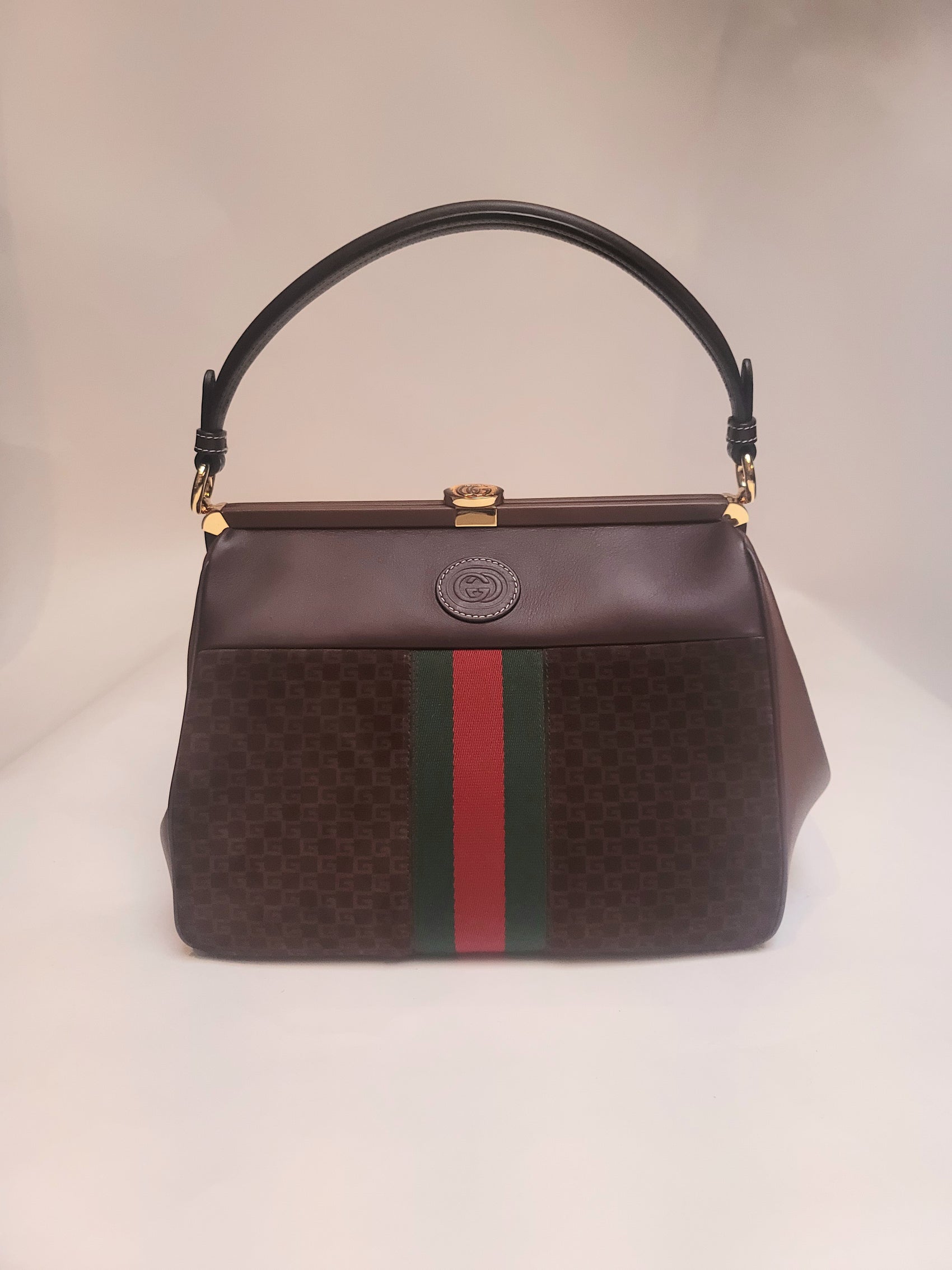 Gucci Suede GG Monogram Mini Virgo Tote Brown