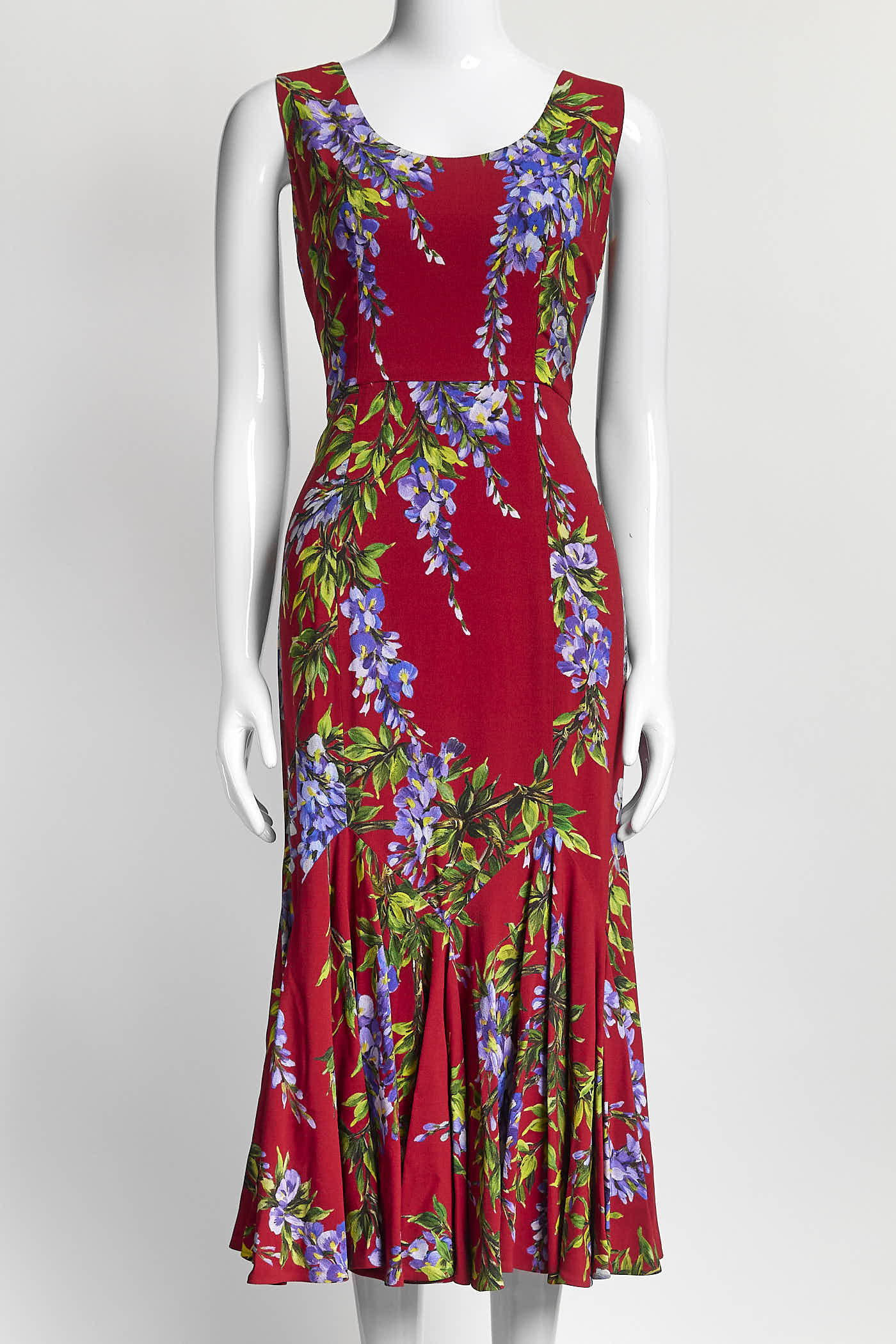Dolce & Gabbana Red Floral Mid-length Dress