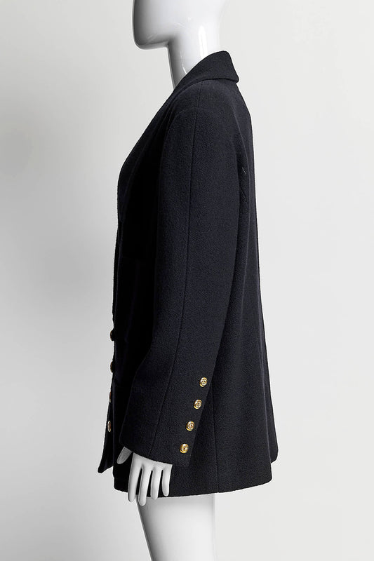 Chanel Boutique Navy Vintage Jacket with Gold Buttons 44