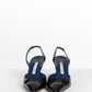 Manolo Blahnik Navy Blue Patent Slingback 41