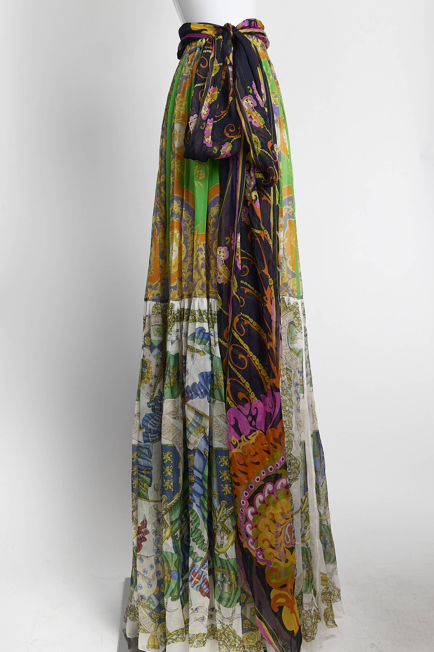 Dolce & Gabbana D&G Patterned Silk Long Skirt 38