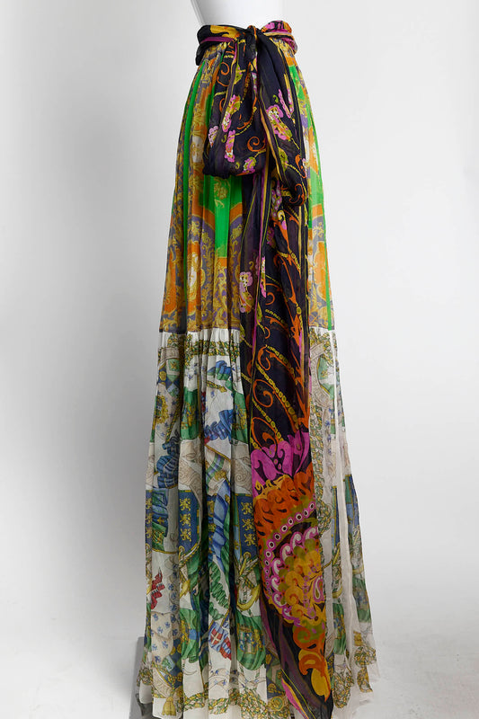 Dolce & Gabbana D&G Patterned Silk Long Skirt 38