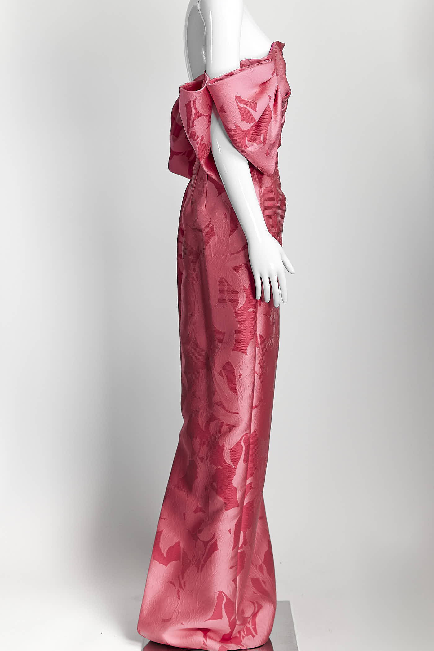 Audrey Brooks Pink Floral Off Shoulder Gown 10