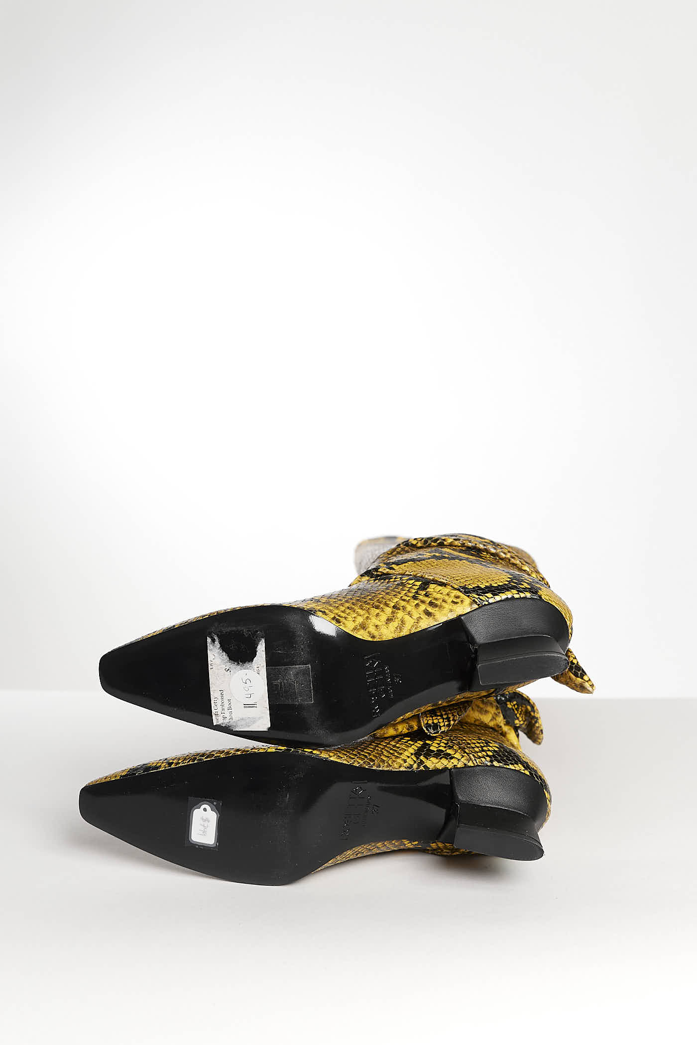 Rosetta Getty Yellow Snake-Print Leather Boots 37