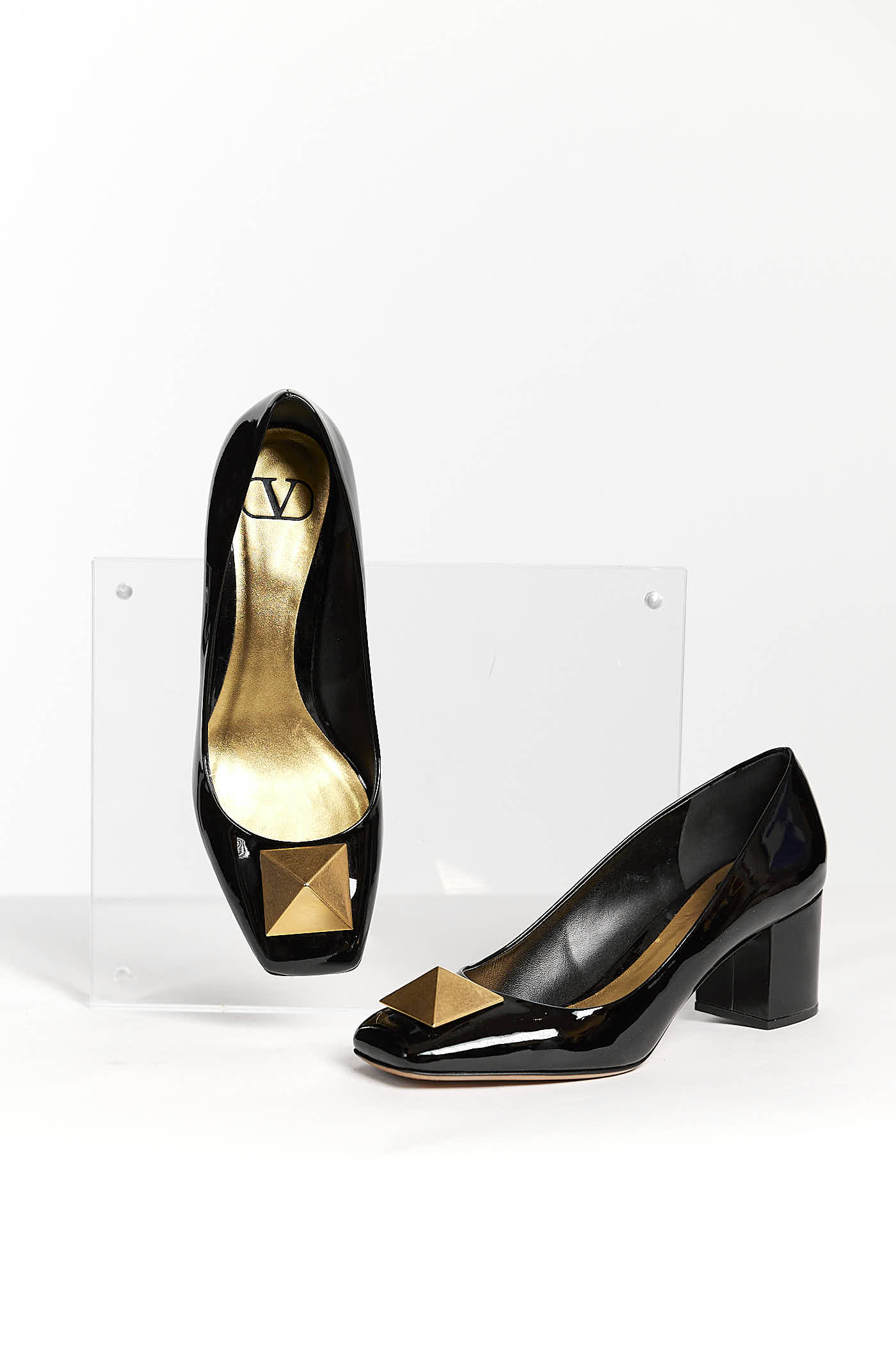 Valentino Patent Leather Studded Accents Pumps 39.5