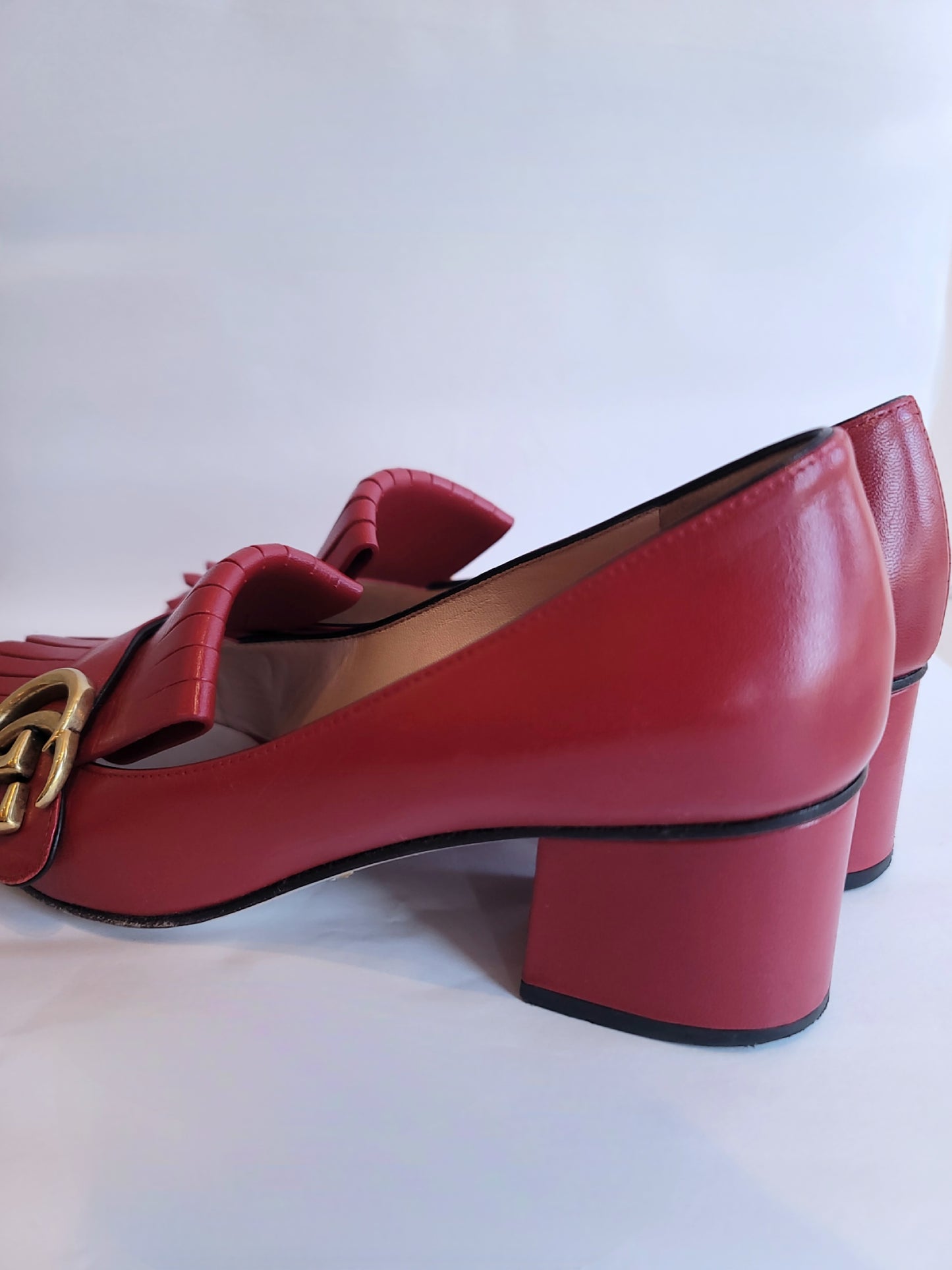 Gucci Red GG Marmont Fringe Heel 37