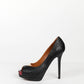 Fendi Black/Brown Woven Straw Heels with Red Snake Embossed Leather 39
