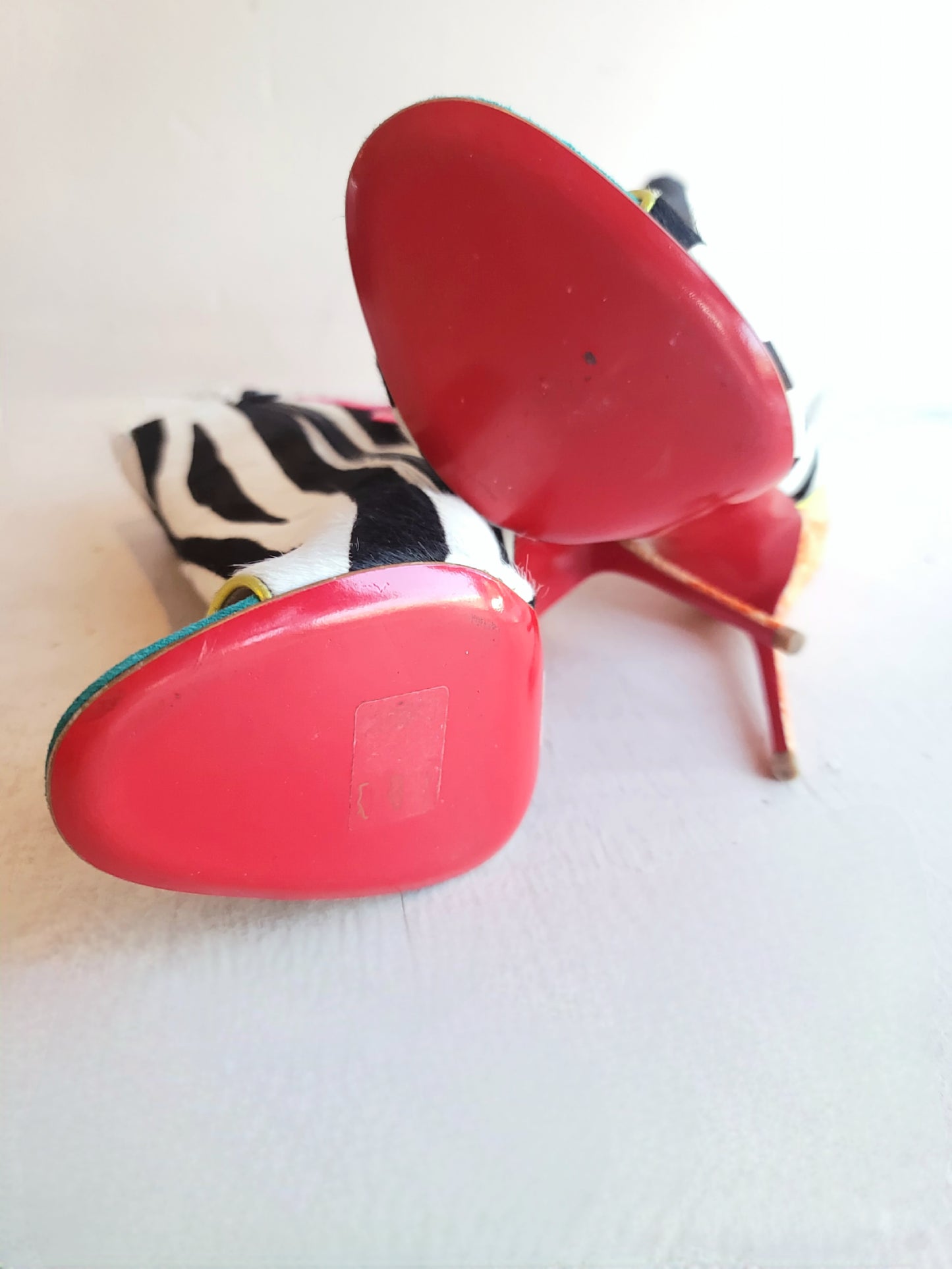 Christian Louboutin Multicolor Zebra /Snakeskin Open Toe Boots 38.5