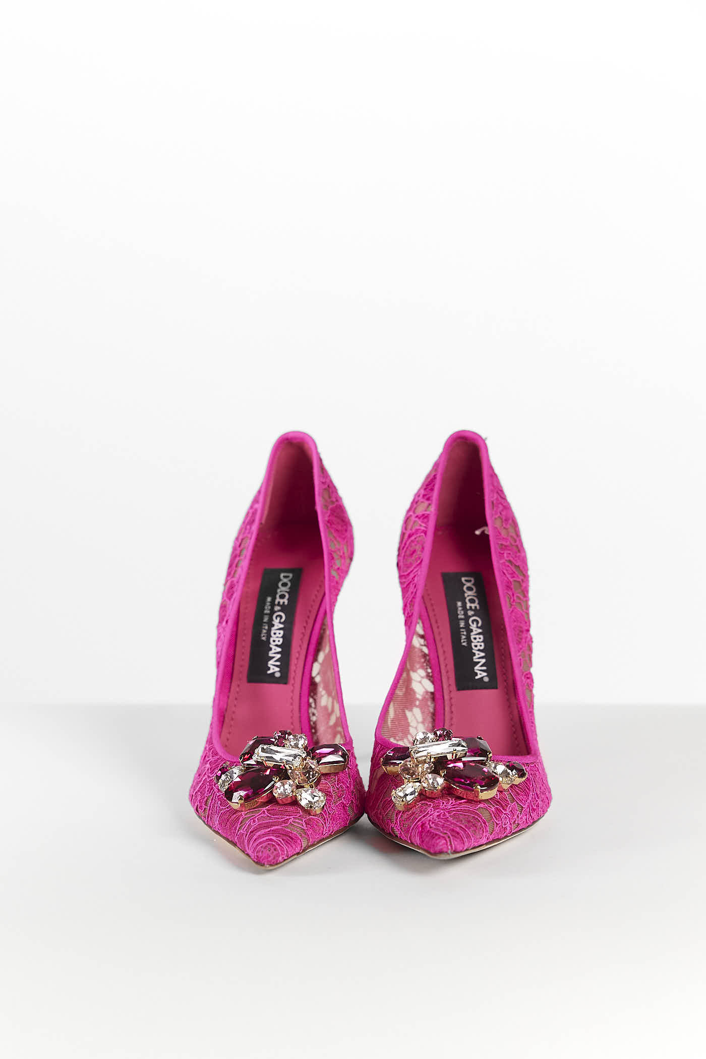 DOLCE AND GABBANA RAINBOW LACE PUMPS WITH CRYSTAL EMBELLISHMENT