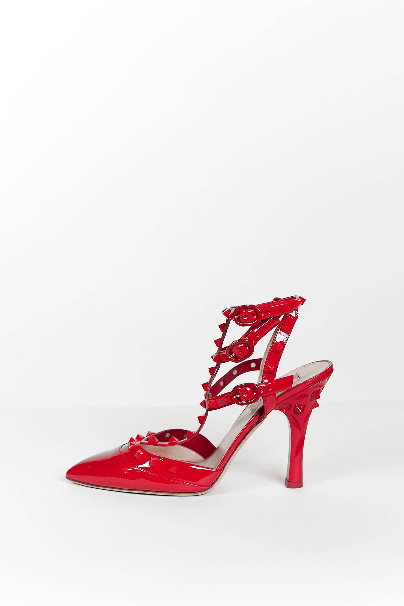 Valentino Red Rockstud Ankle Strap Pumps 39