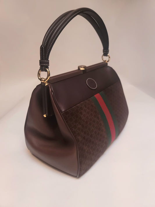 Gucci Suede GG Monogram Mini Virgo Tote Brown