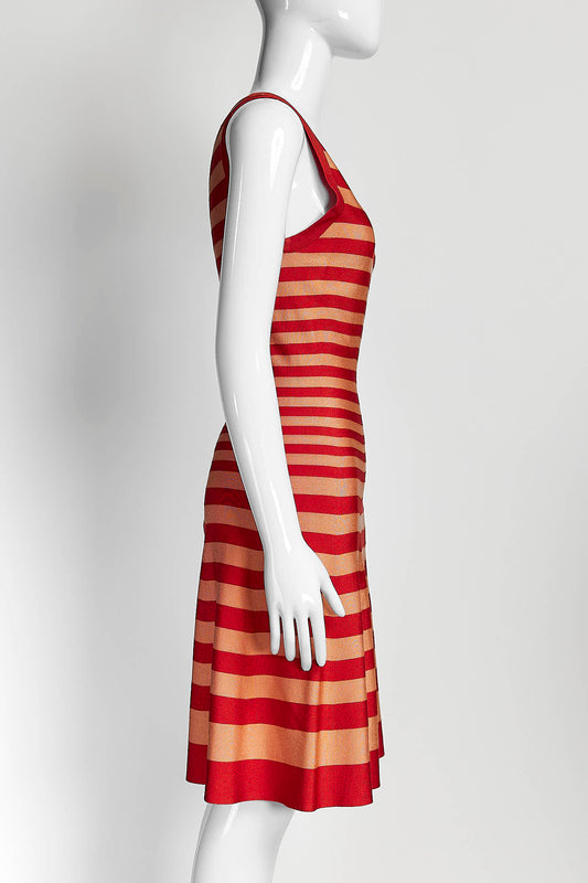Alaia Red Striped Sleeveless Dress 36