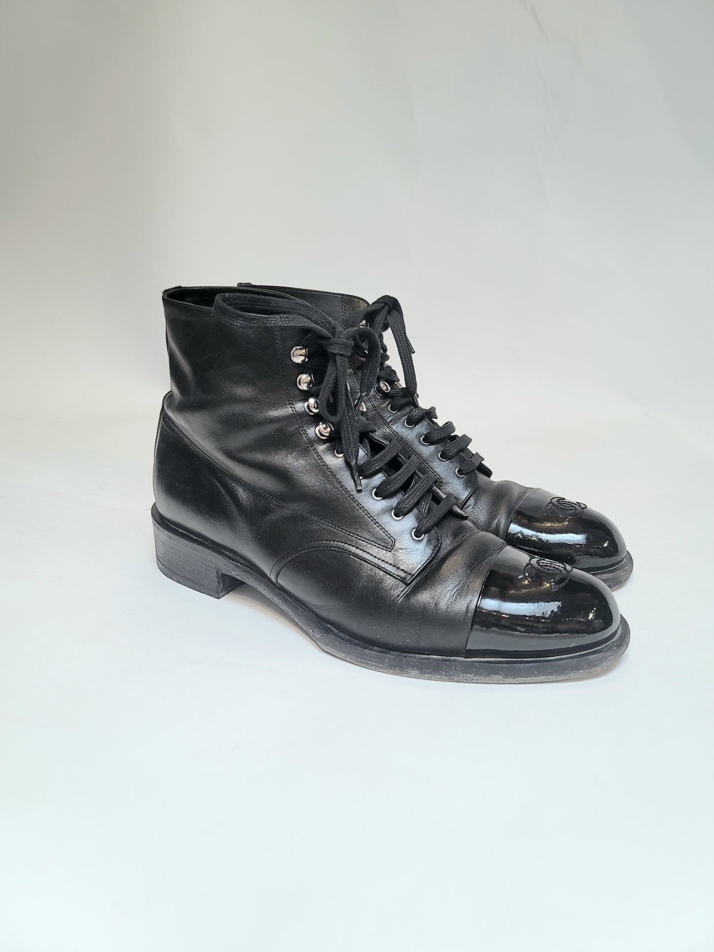 Chanel Interlock CC Logo Black Boots 40