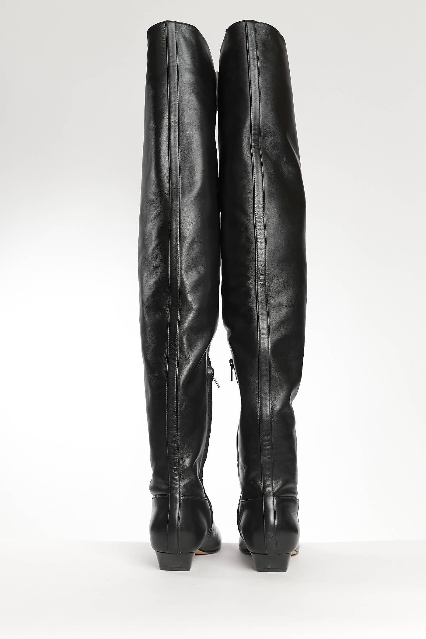 KHAITE CLIVE 35 LEATHER OVER-THE-KNEES BOOTS - SIZE 37