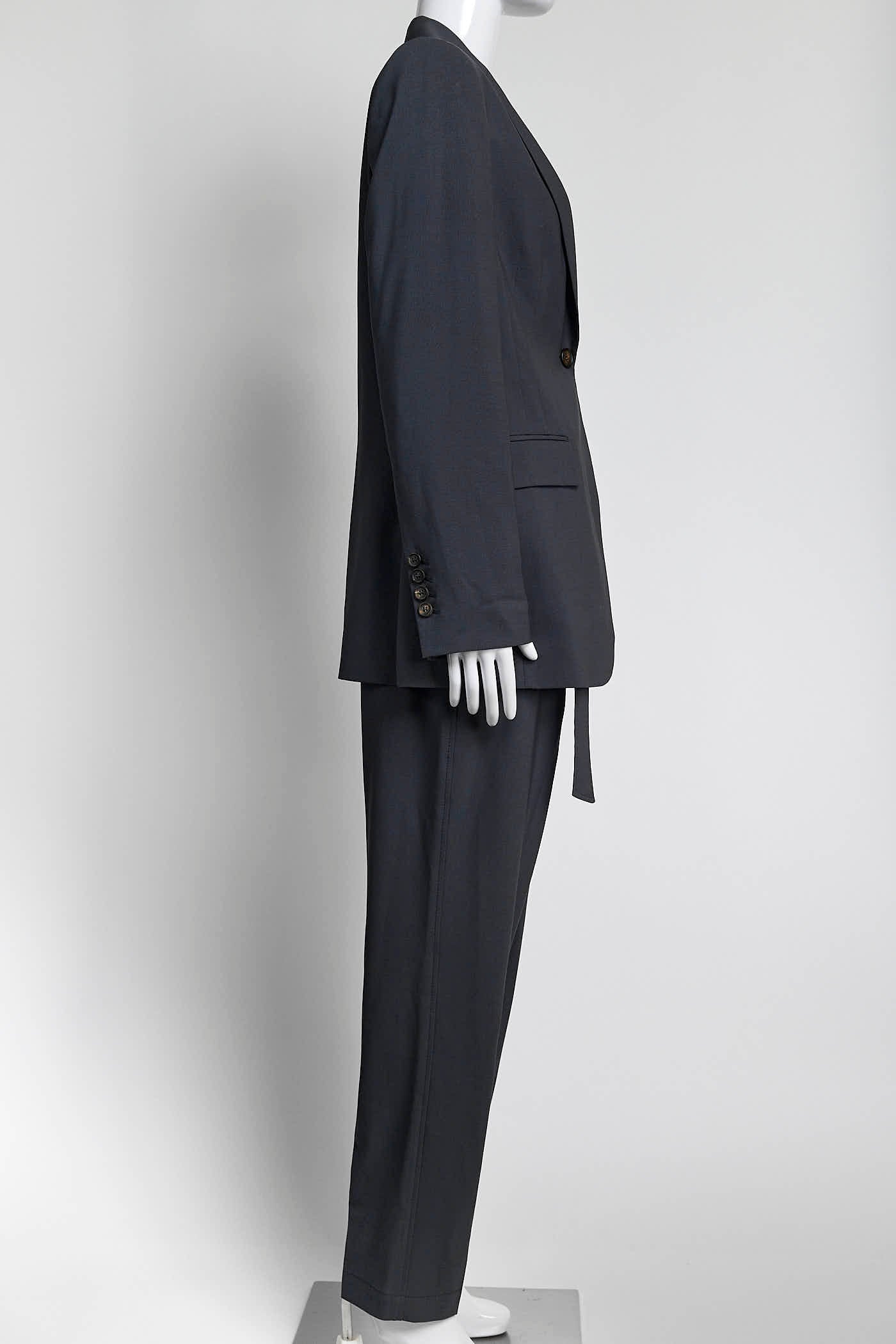 Brunello Cucinelli Dark Gray Single-Button Blazer Pantsuit 42