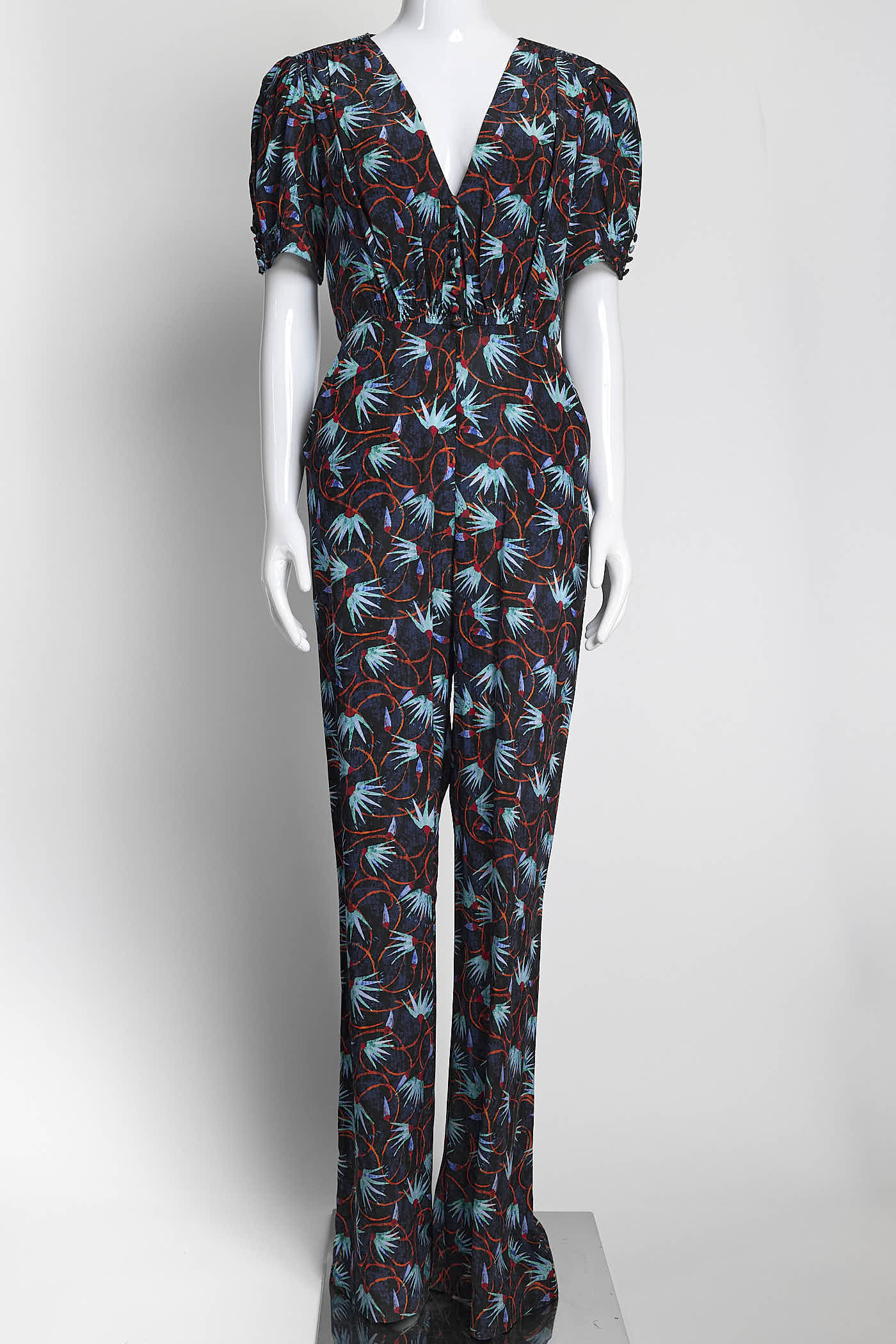 SALONI Blue Floral Print Jumpsuit 4
