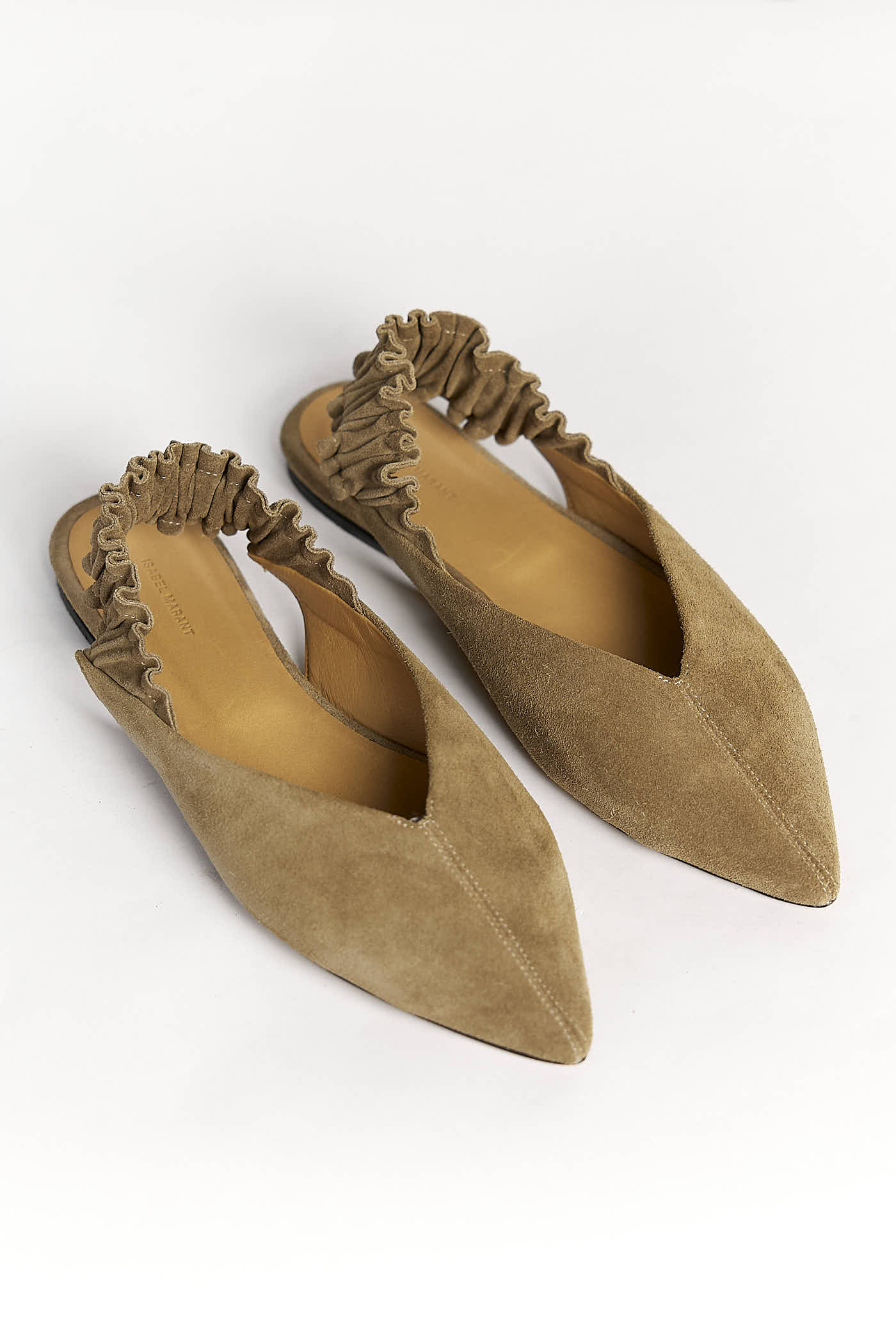 Isabel Marant Linta Suede Slingback Flats in Green 38
