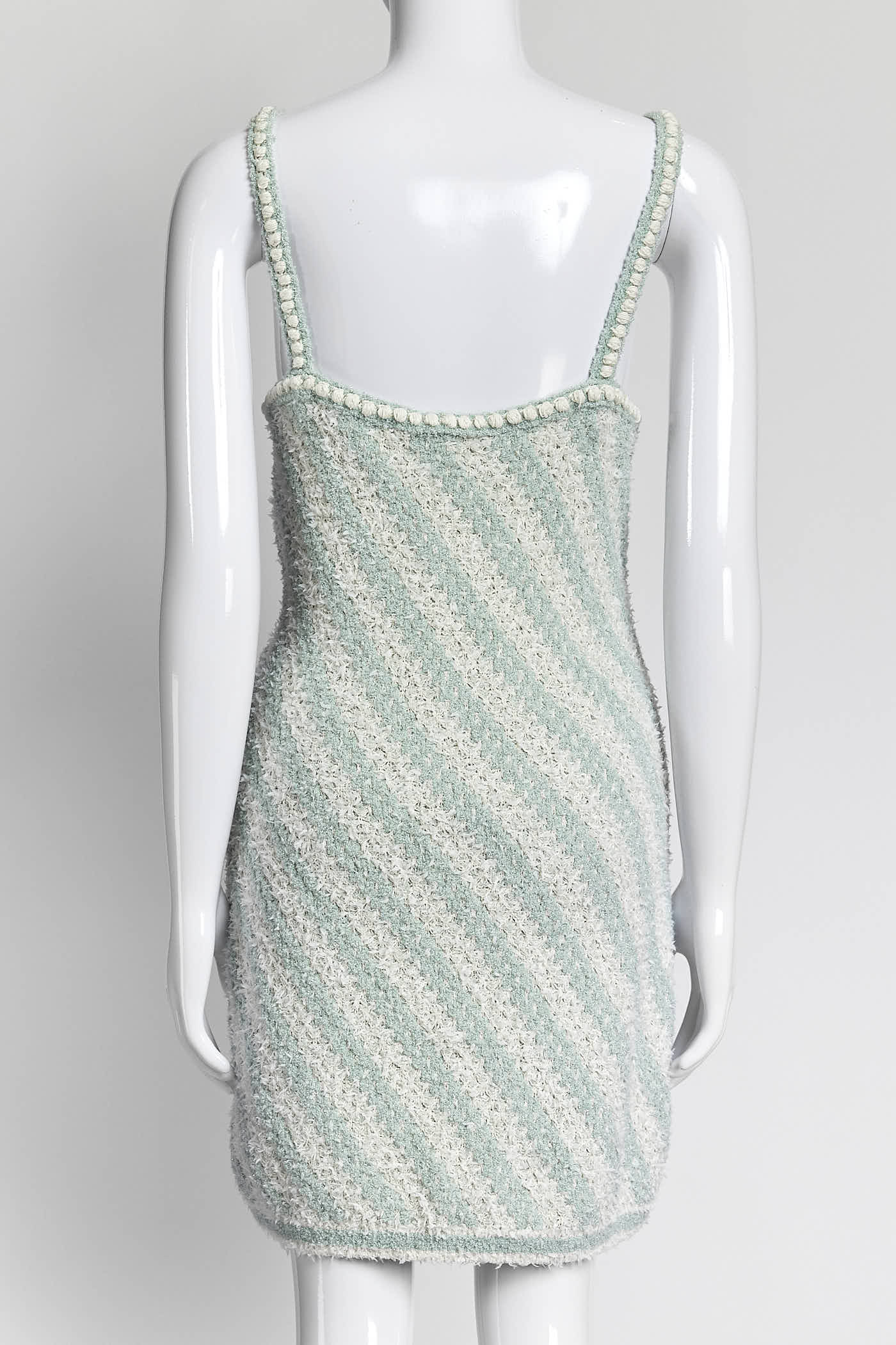Chanel Mint Green Tweed Strap Dress 40