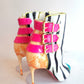 Christian Louboutin Multicolor Zebra /Snakeskin Open Toe Boots 38.5