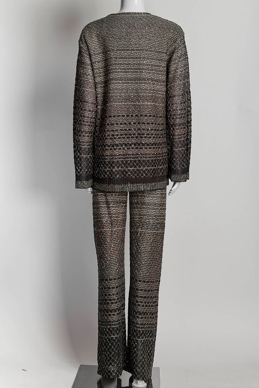 Missoni Sequined Striped Metallic Knit Sweater/Pant 40
