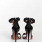 Alaia Black Patent Leather Studded T- Striped Heel 38.5