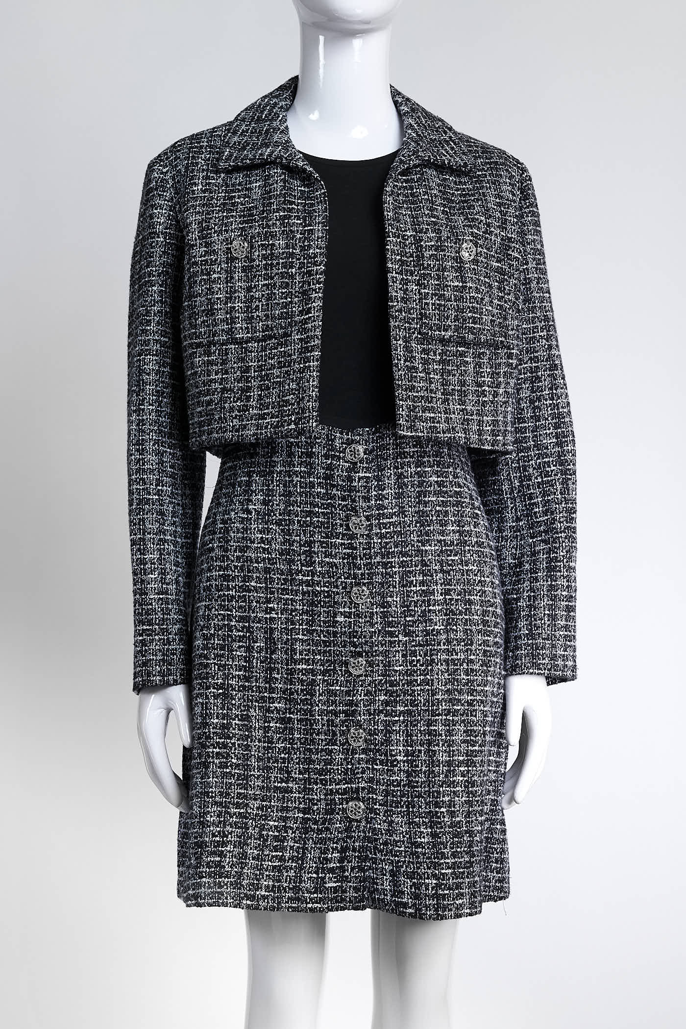 Maje Black/White Tweed Two-piece Dress Blazer 36