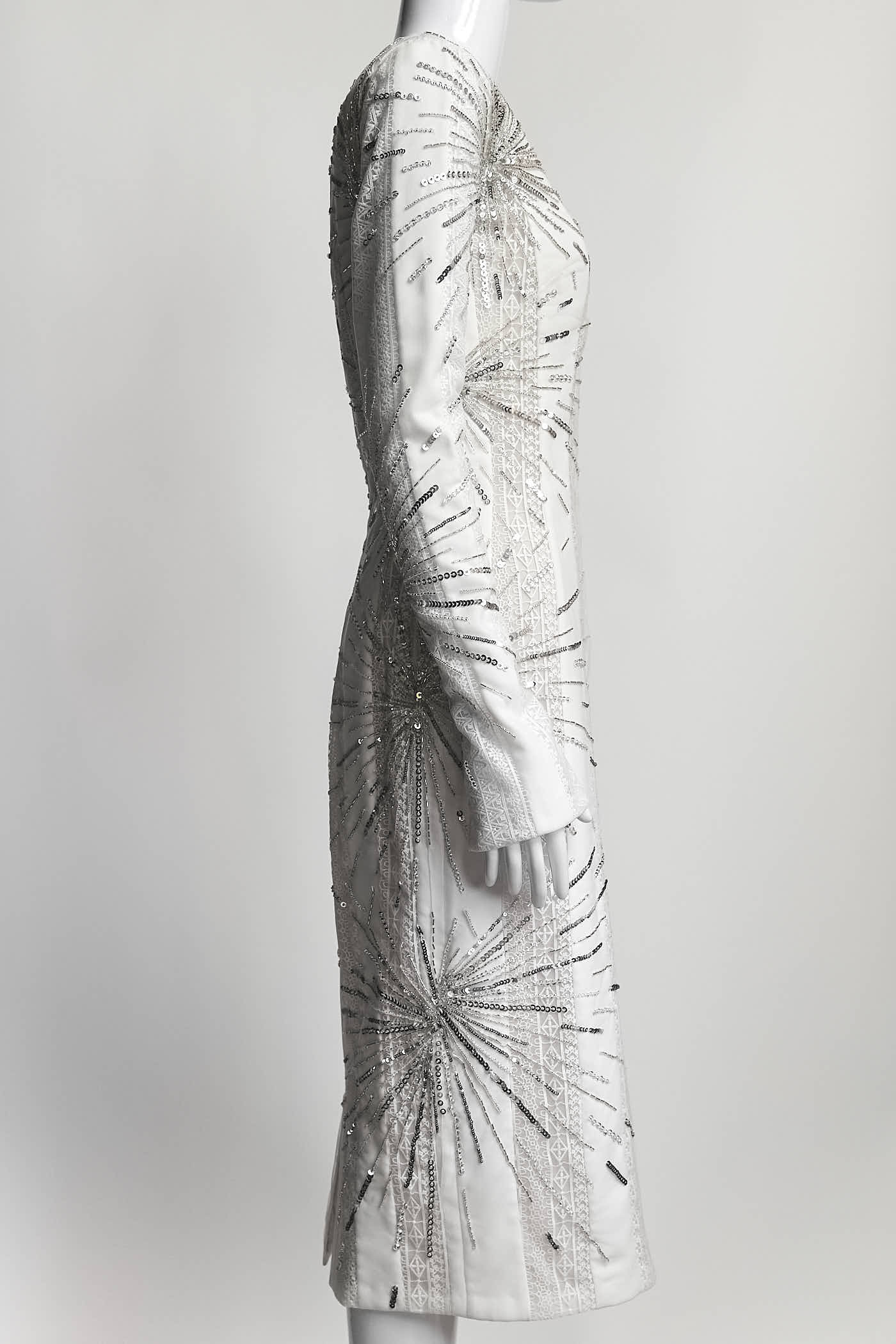 Georges Hobeika White Lace with Sequin Dress 38