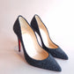 Christian Louboutin Black Crystal Incrusted Heels 37