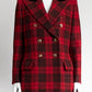 Saint Laurent Red Plaid Wool Blazer 38