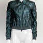 Burberry Metallic Blue Leather Jacket UK8