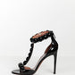 Alaia Black Patent Leather Studded T- Striped Heel 38.5