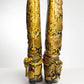 Rosetta Getty Yellow Snake-Print Leather Boots 37