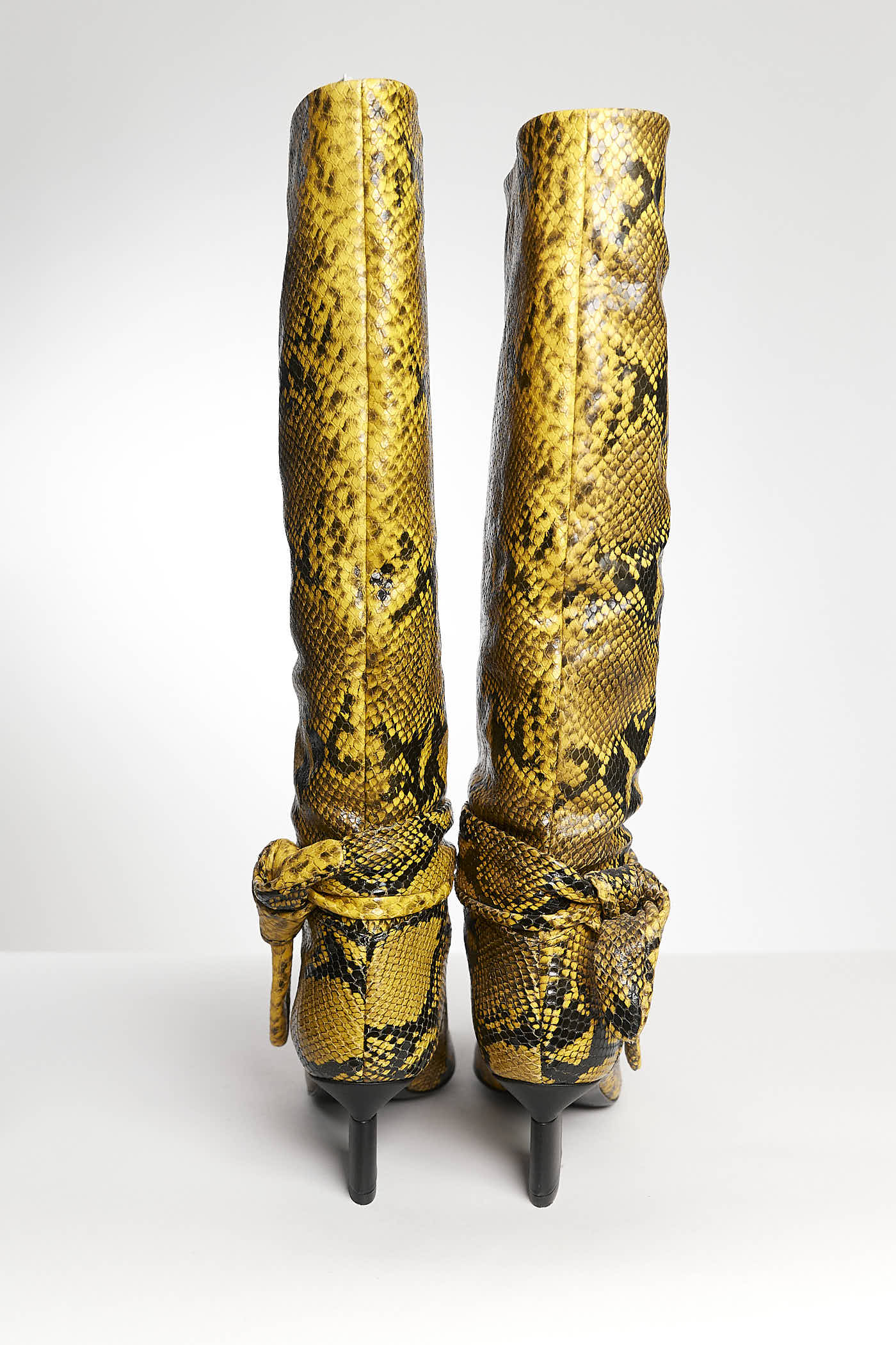 Rosetta Getty Yellow Snake-Print Leather Boots 37
