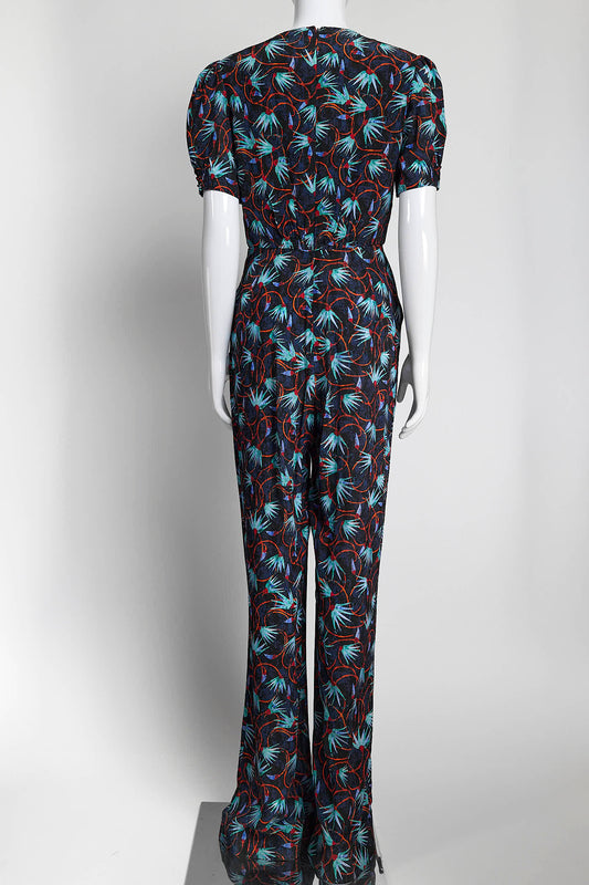 SALONI Blue Floral Print Jumpsuit 4