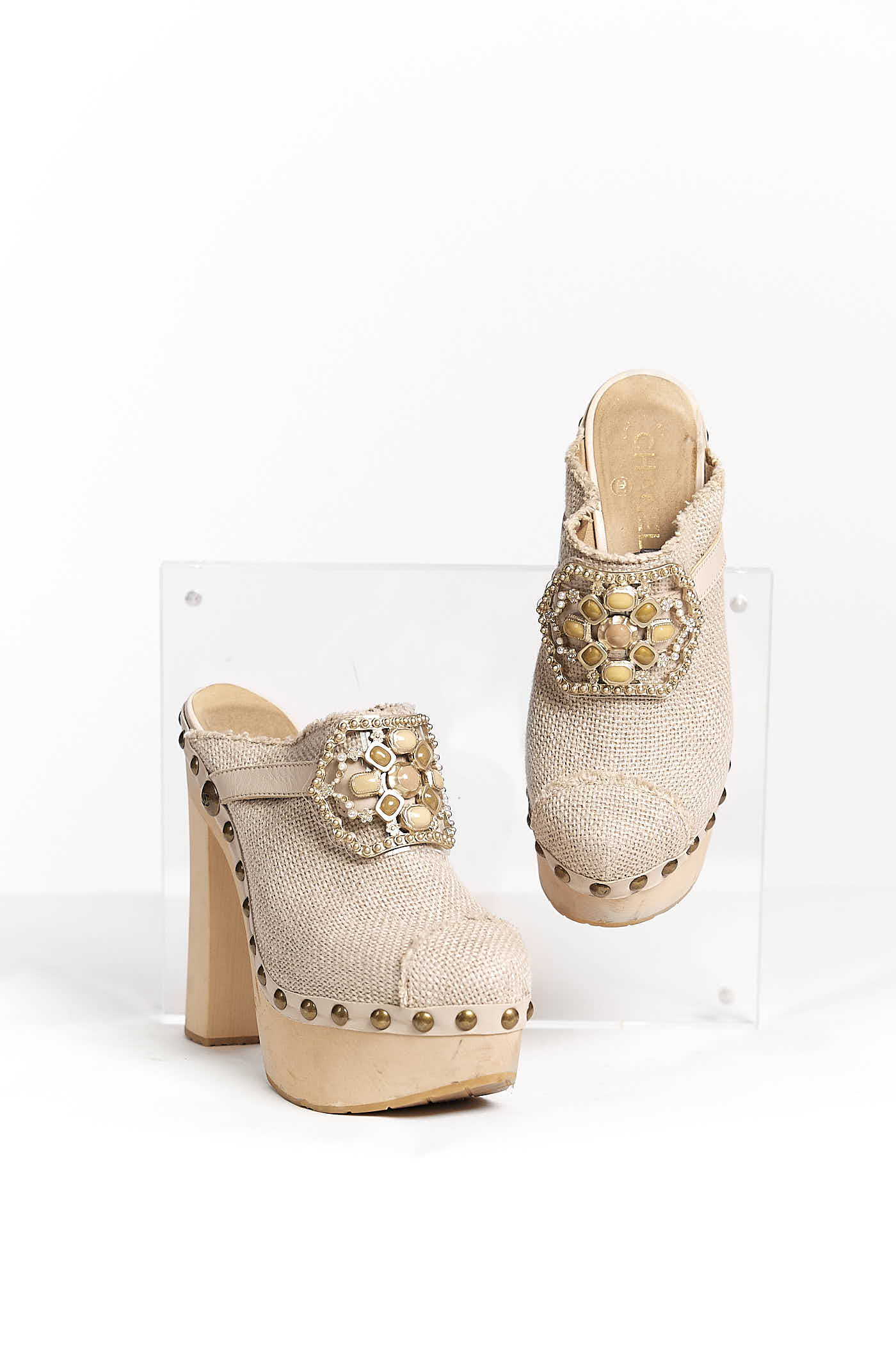 Chanel Limited Edition Beige Platform Clog 39