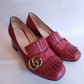 Gucci Red GG Marmont Fringe Heel 37