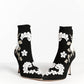 Dolce & Gabbana Black White Embroidery Slip On Boots 39