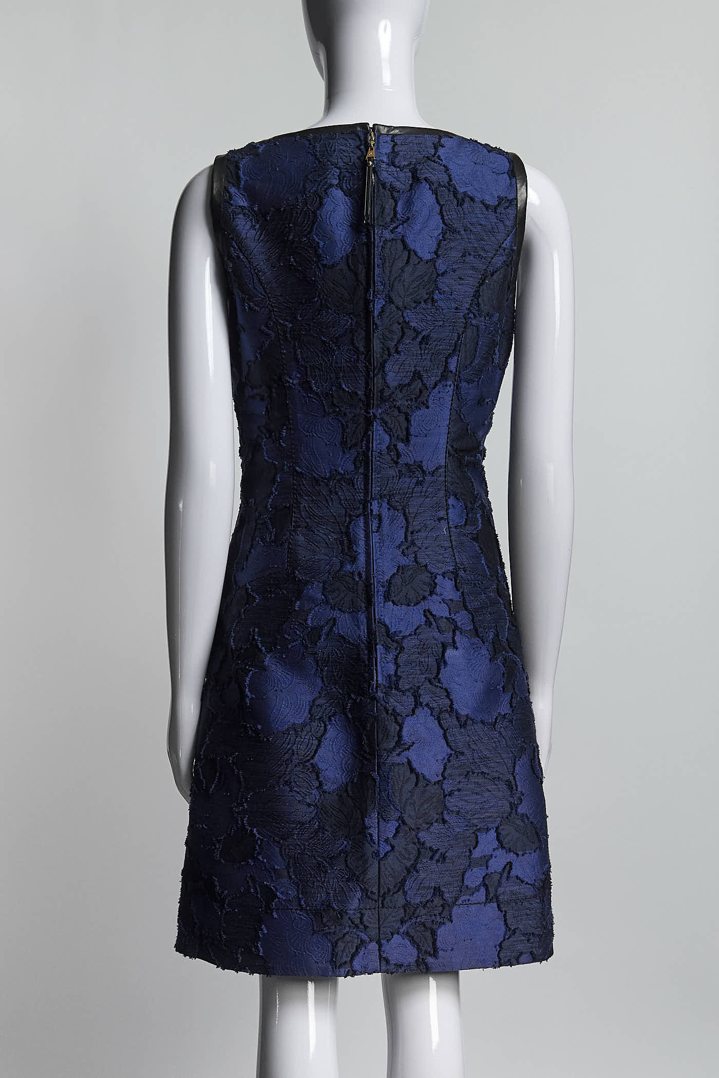 Louis Vuiton Navy Blue Cotton/Silk Print Dress 36