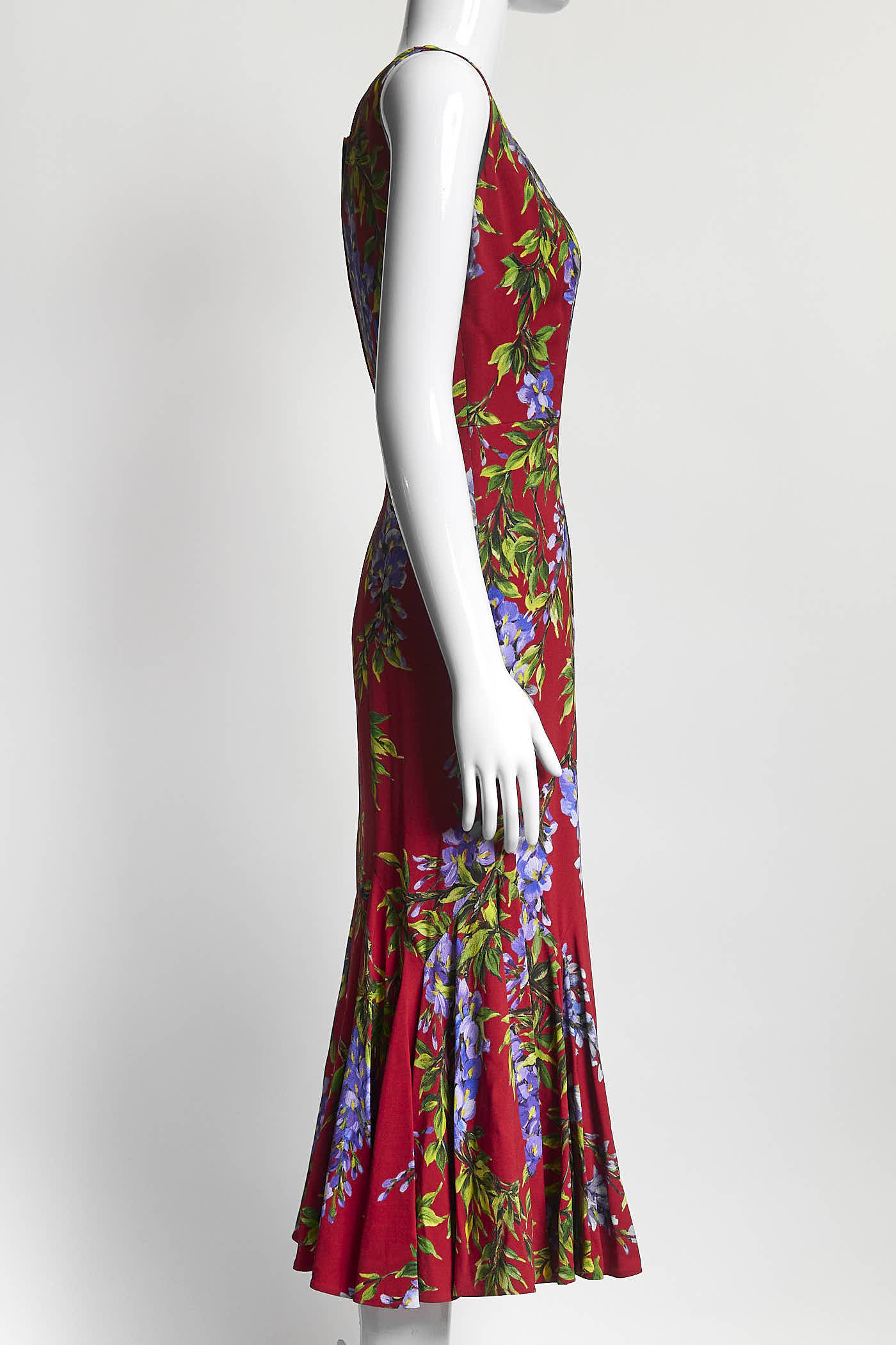 Dolce & Gabbana Red Floral Mid-length Dress